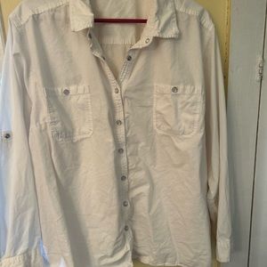 Faded glory run small longsleeve, off-white shirt, 4X snap buttons pearl cover